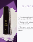 bella aura Skincare product multi repair rescue masque with benefits listed on a purple and white background