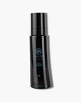 Black skincare bottle with brand logo on a white background