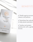 Bella Aura skincare product with benefits listed on a white background